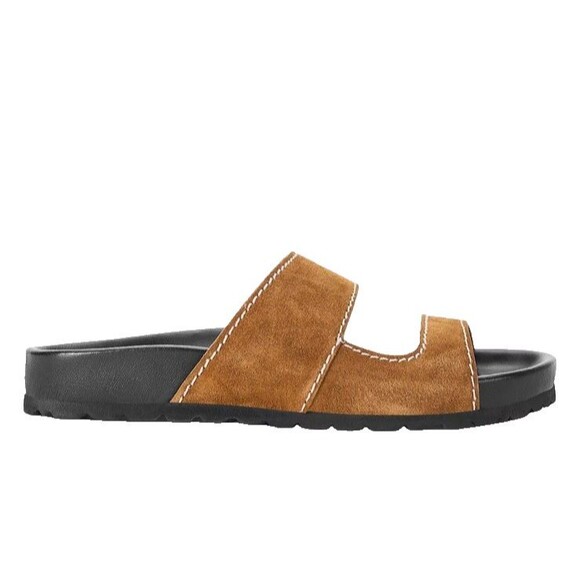 STAUD Cyprus Suede Slides Tan Color Sandals MSRP $295 New Size 42/ US 12 - Picture 2 of 8